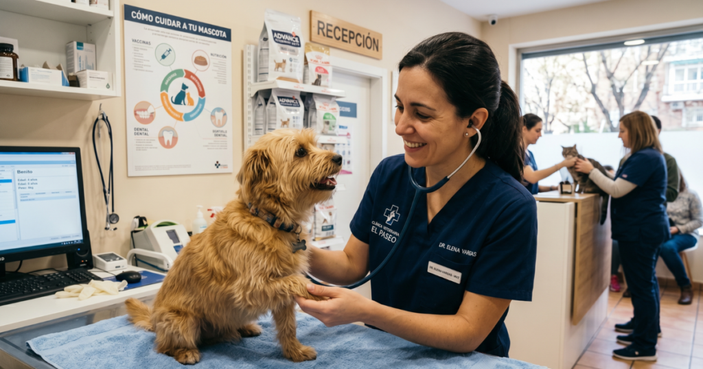 Accident only vs accident and illness pet insurance, dog at a veterinary checkup